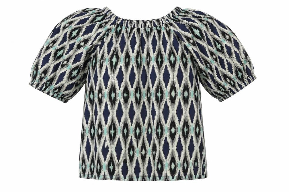 Marks and Spencer Womens Multicoloured Geometric Polyester Basic Blouse Size 8 Round Neck