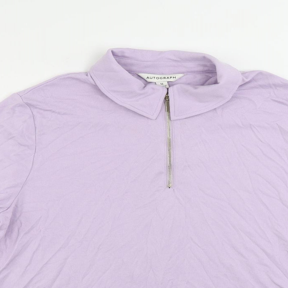 Autograph Womens Purple Modal Pullover Sweatshirt Size 16 Zip
