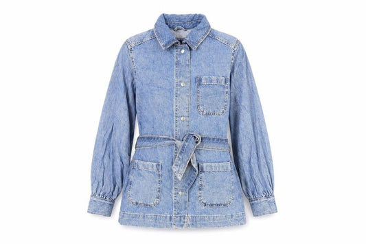 Marks & Spencer Womens Blue Jacket Size 8 Snap - Belted