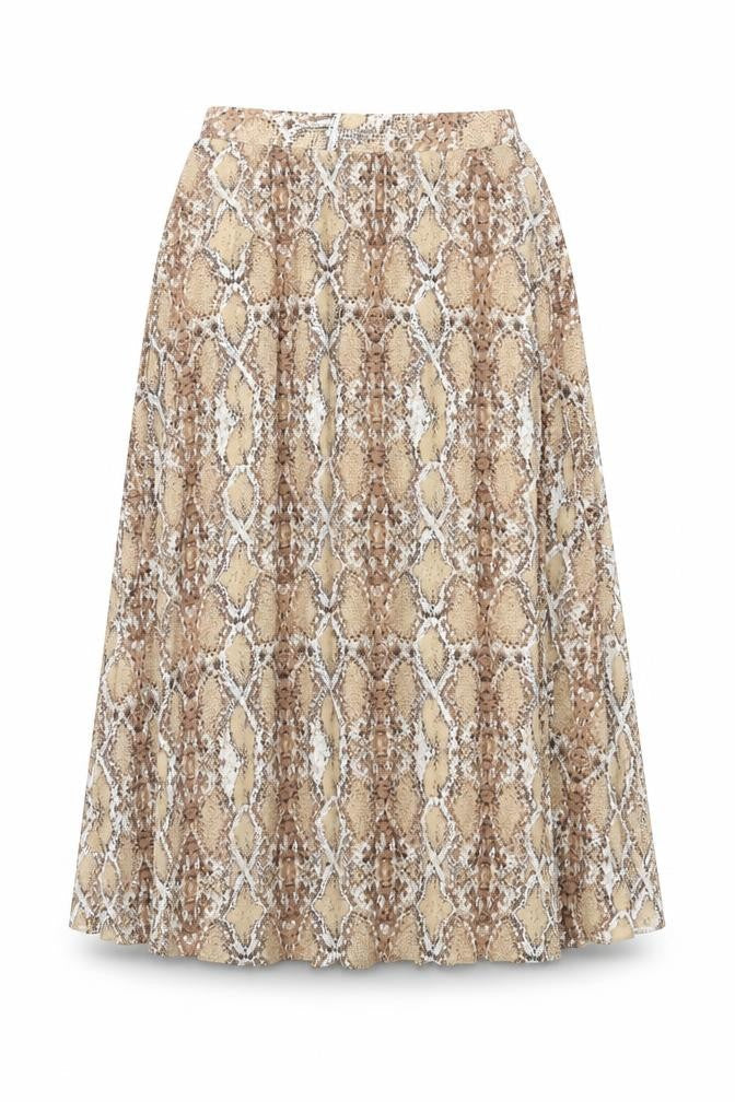 Marks and Spencer Womens Beige Animal Print Polyester Swing Skirt Size 8 - Snake Print