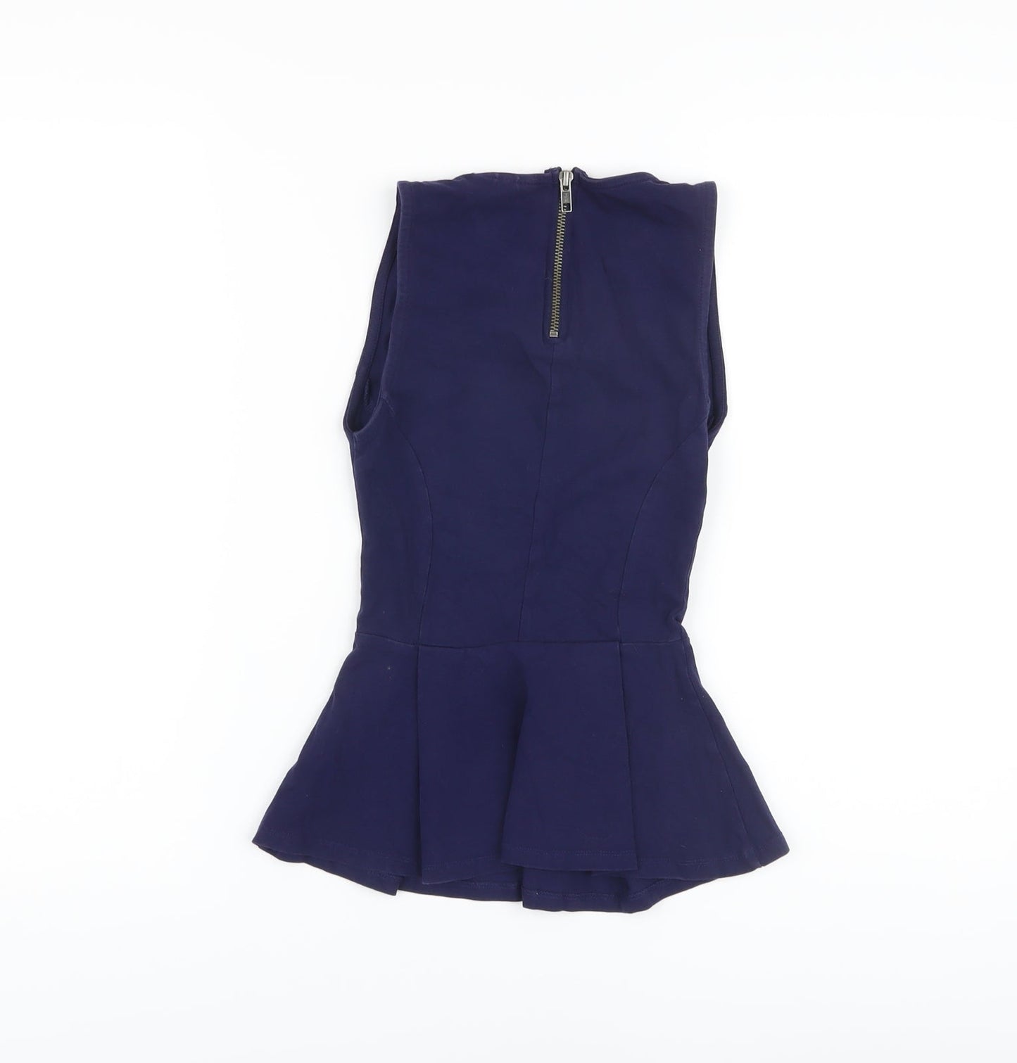 Topshop Womens Blue Cotton Basic Tank Size 6 Round Neck