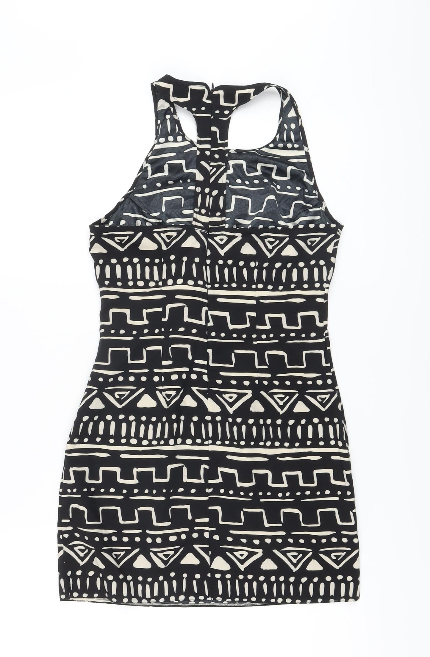 Nom & Plume Womens Black Geometric Polyester Mini Size XS Halter Zip