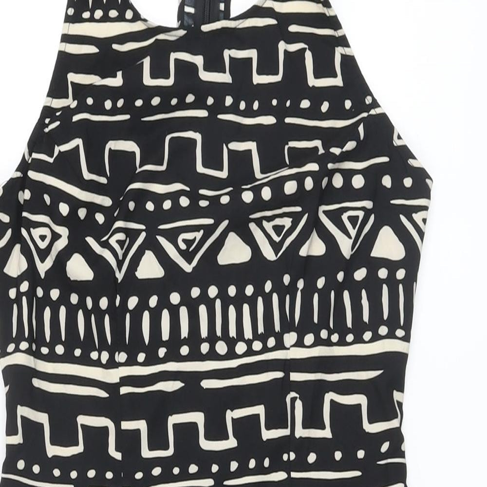 Nom & Plume Womens Black Geometric Polyester Mini Size XS Halter Zip