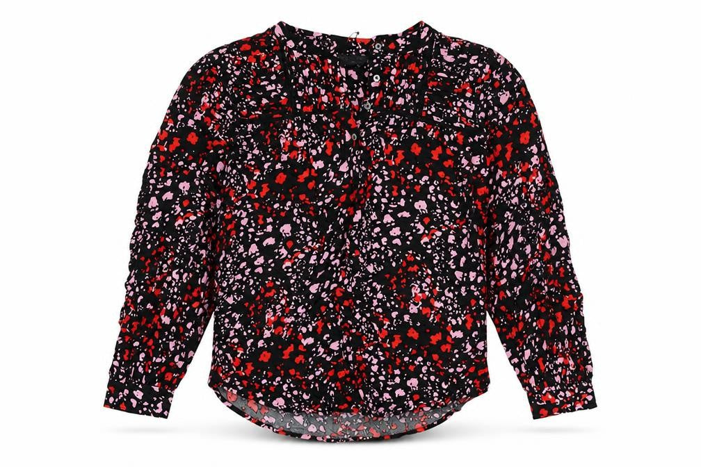 Marks and Spencer Womens Black Animal Print Viscose Basic Blouse Size 6 V-Neck