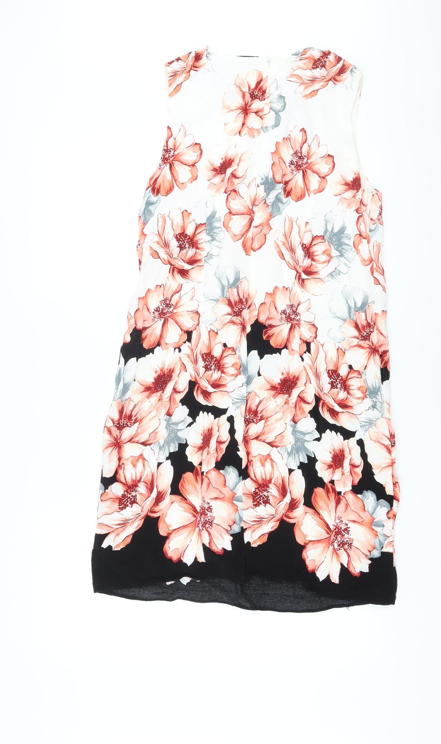 Wallis Womens Multicoloured Floral Viscose A-Line Size 12 Round Neck Zip