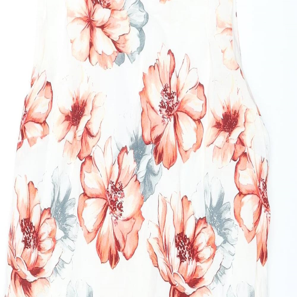 Wallis Womens Multicoloured Floral Viscose A-Line Size 12 Round Neck Zip