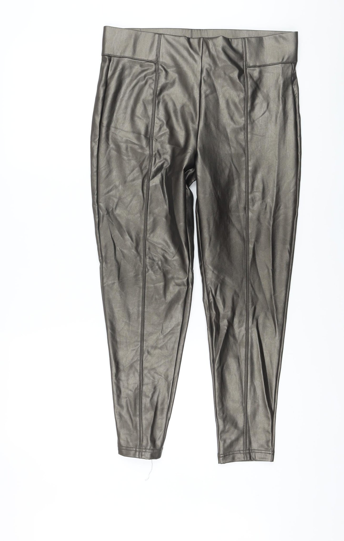 Marks and Spencer Womens Gold Polyester Jegging Trousers Size 8 L25 in Regular