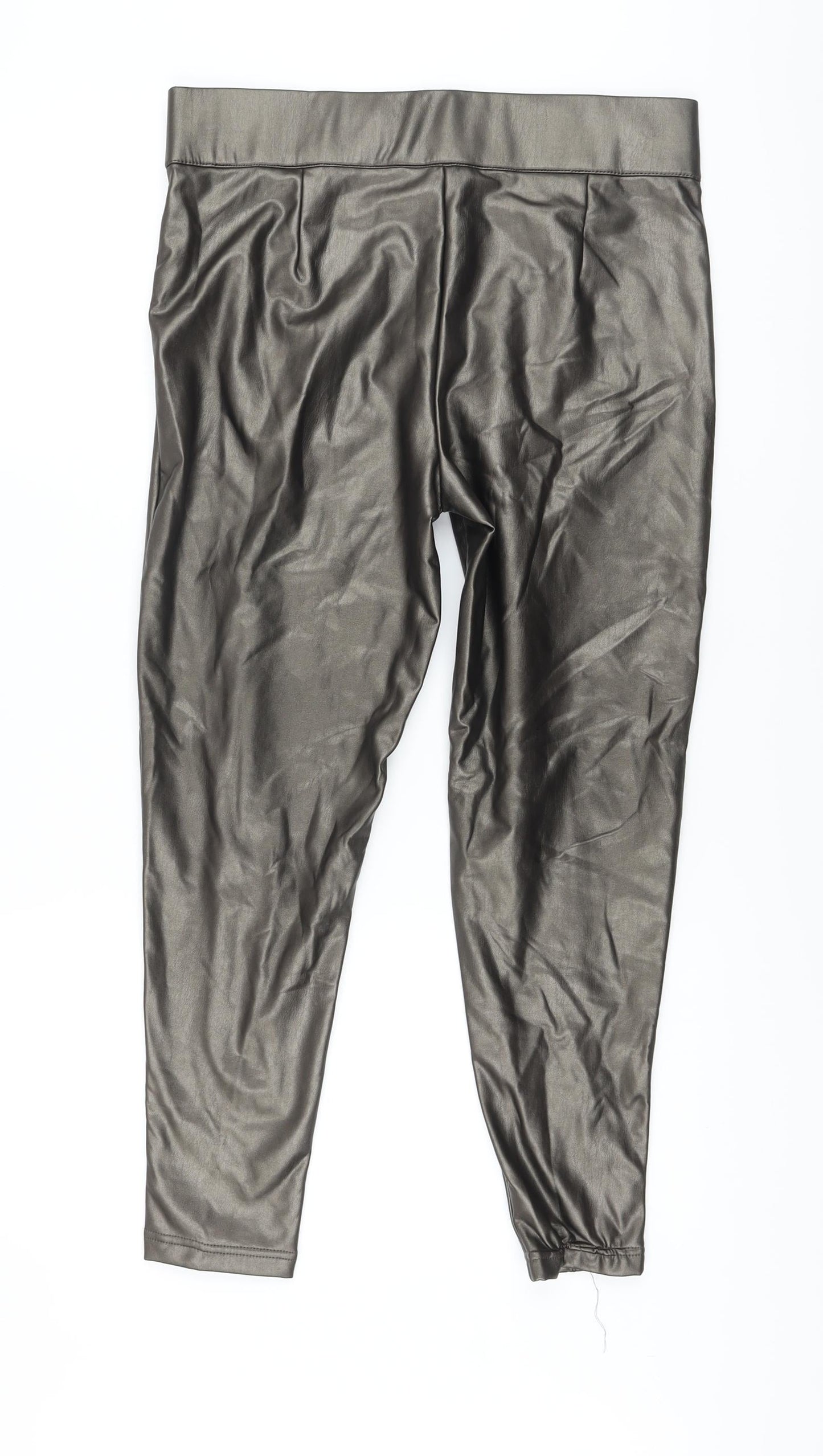 Marks and Spencer Womens Gold Polyester Jegging Trousers Size 8 L25 in Regular