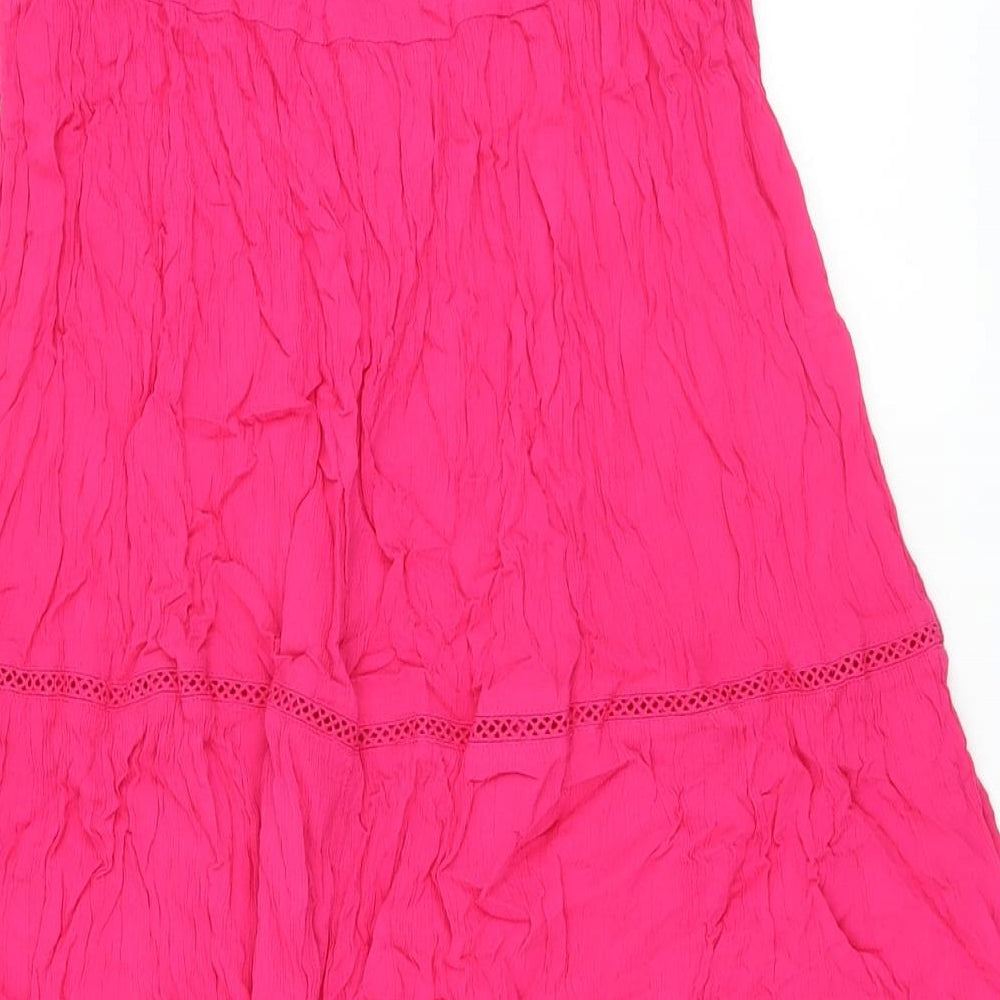 Marks and Spencer Womens Pink Viscose A-Line Skirt Size 6 Drawstring