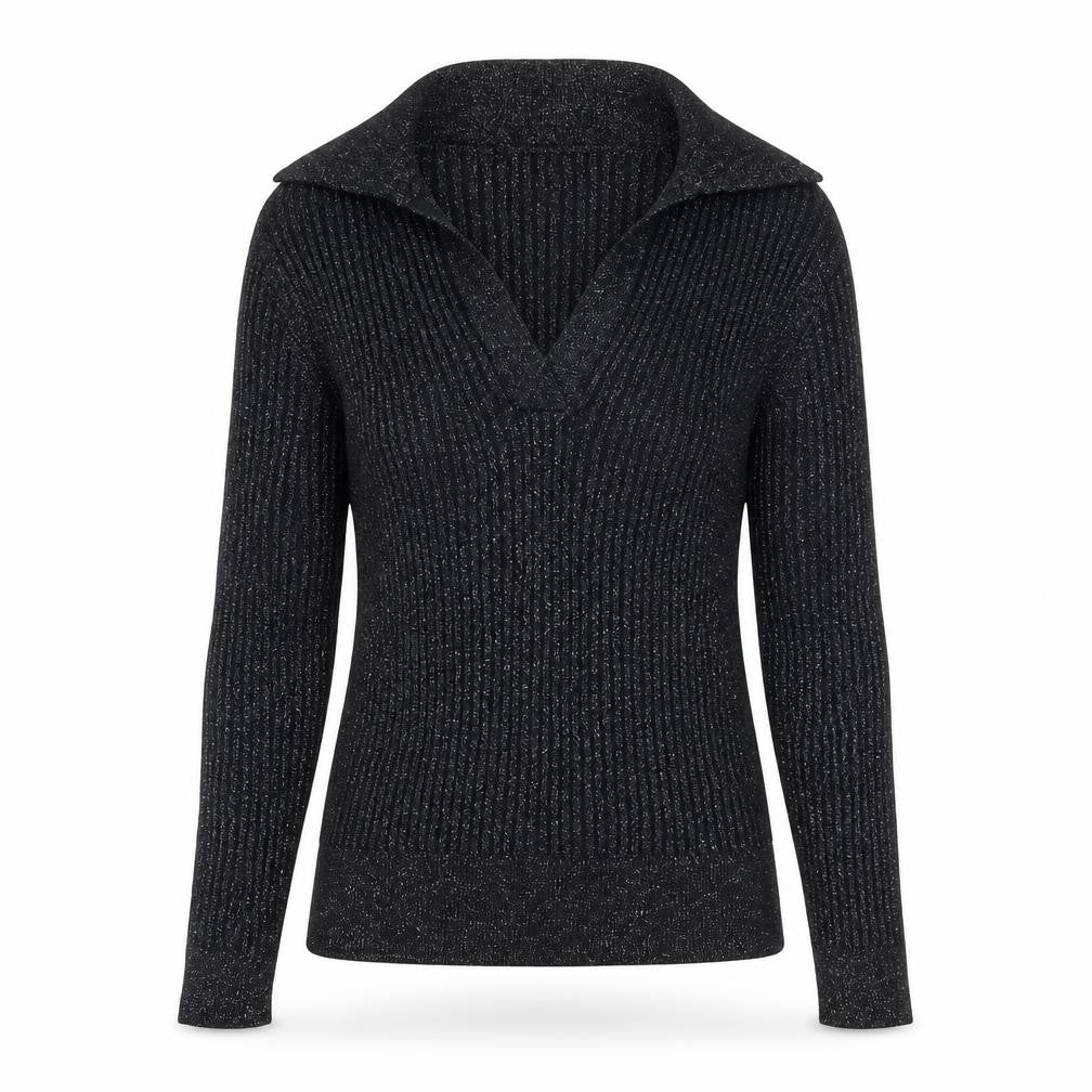 Marks and Spencer Womens Black Collared Viscose Pullover Jumper Size 6