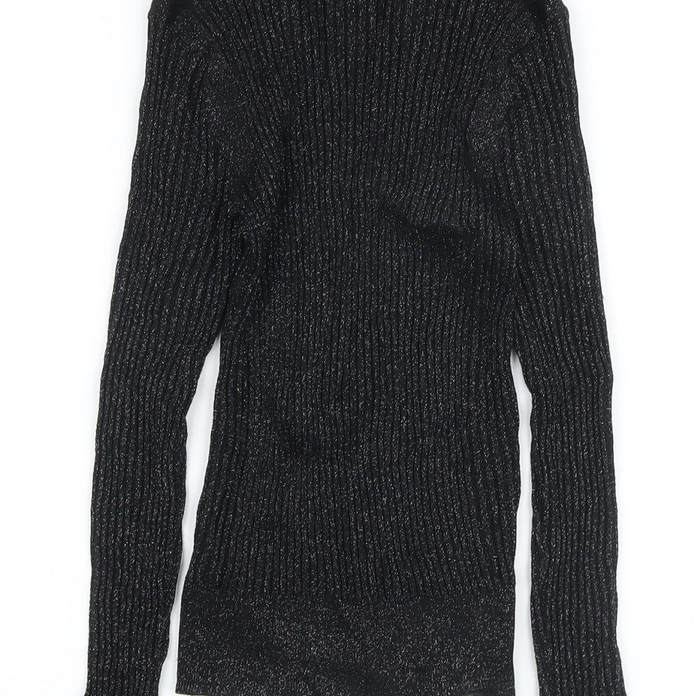 Marks and Spencer Womens Black Collared Viscose Pullover Jumper Size 6