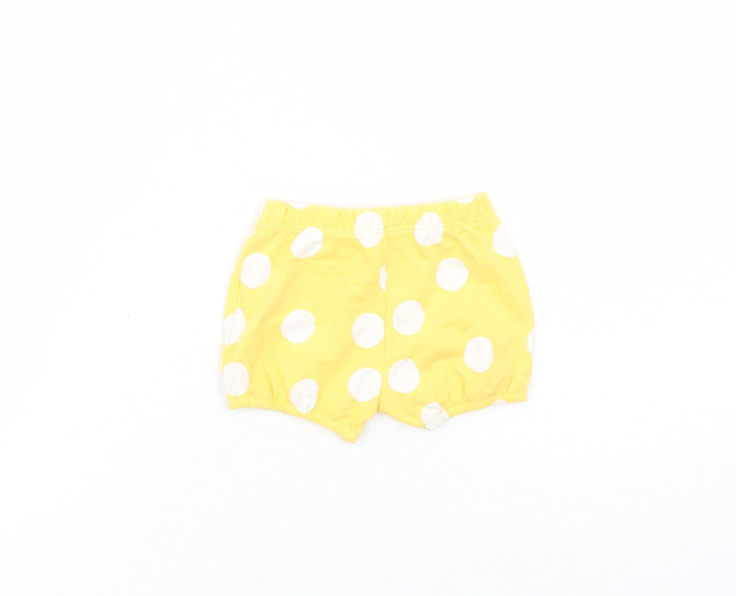 Marks and Spencer Girls Yellow Polka Dot 100% Cotton Sweatpants Trousers Size 0-3 Months - Elasticated Waist Bow Detail