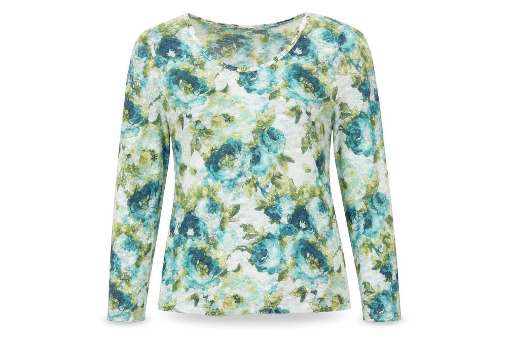 Mudd Womens Blue Geometric Polyester Basic Blouse Size XL Round Neck