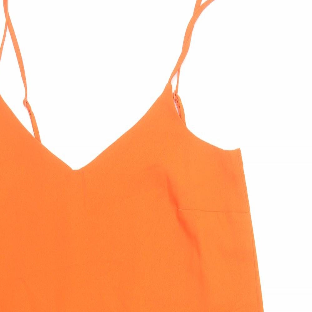 Missguided Womens Orange Polyester Slip Dress Size 10 V-Neck Pullover