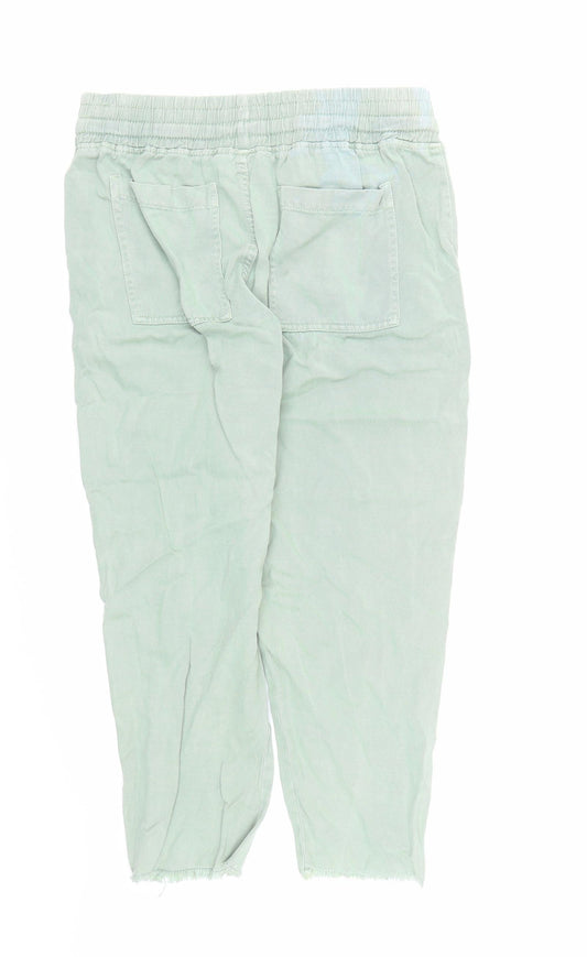 Zara Womens Green Lyocell Carrot Trousers Size M L22 in Regular Drawstring - Elasticated Waist