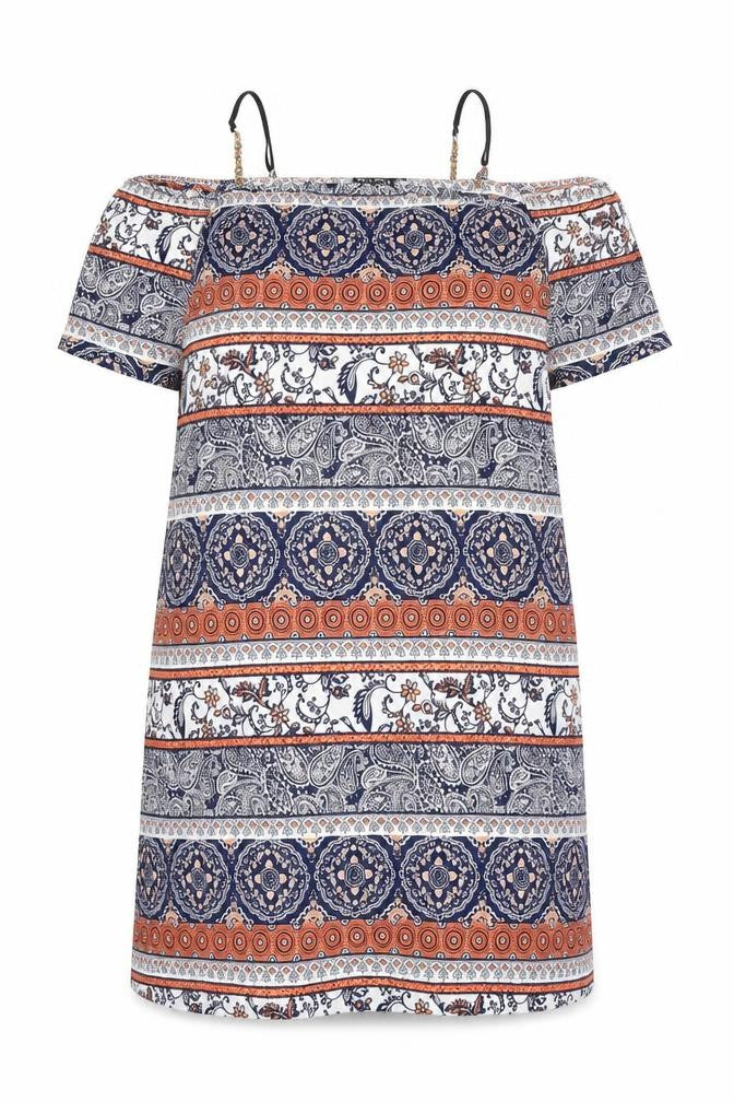 BeYou Womens Multicoloured Geometric Polyester Sheath Size 18 Square Neck Pullover