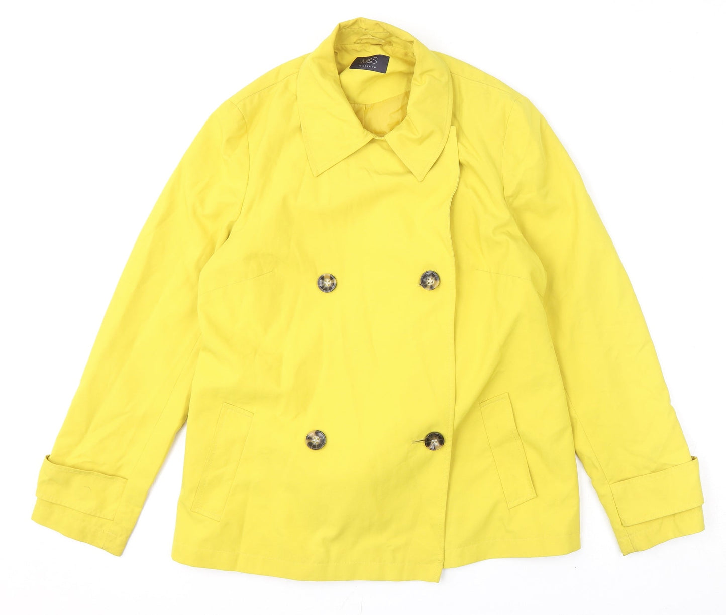 Marks and Spencer Womens Yellow Overcoat Coat Size 14 Button