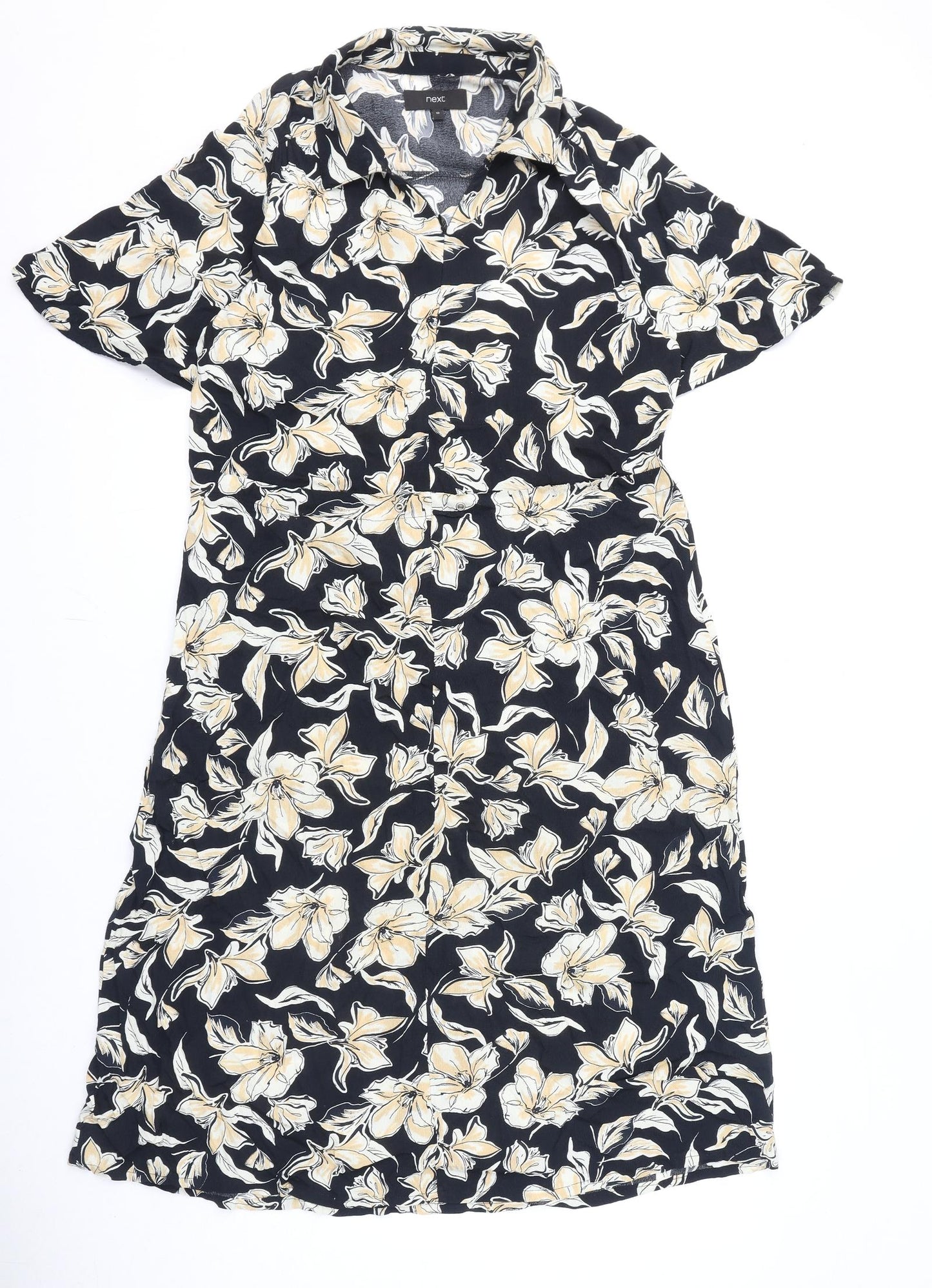 NEXT Womens Multicoloured Floral Polyester A-Line Size 10 Collared Zip