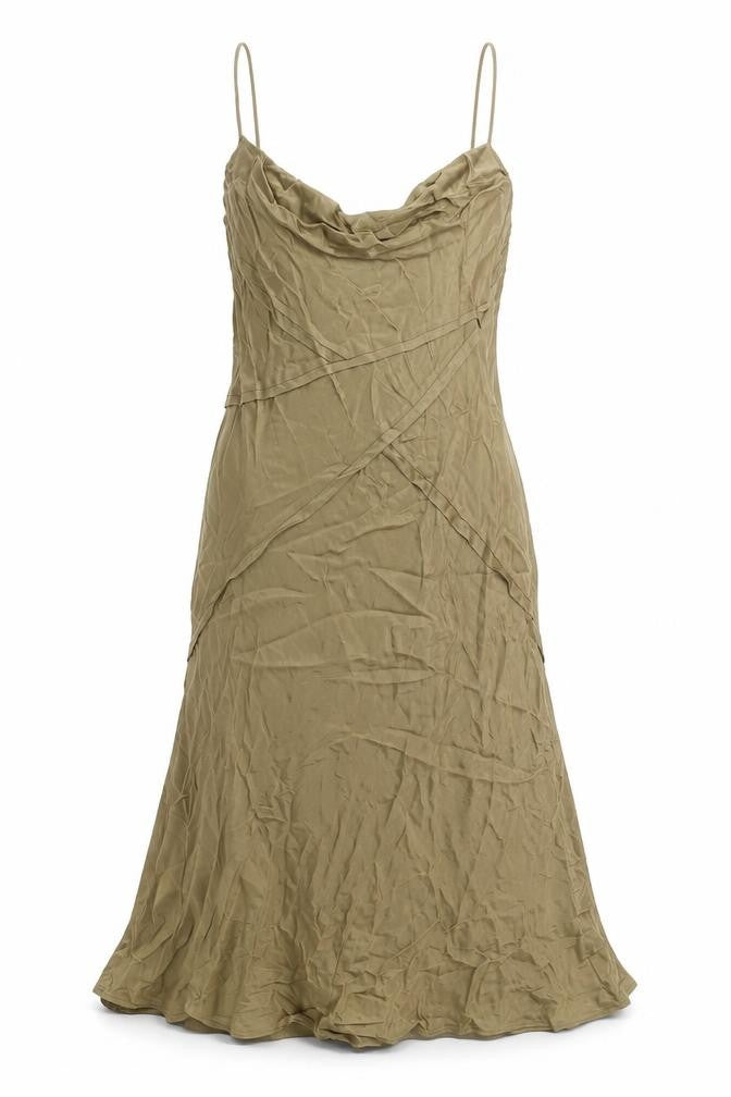 Zara Womens Brown Viscose Slip Dress Size M Cowl Neck Pullover