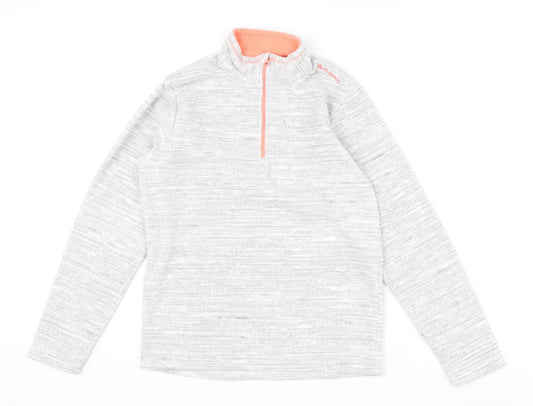 DECATHLON Girls Grey Polyester Pullover Sweatshirt Size M Zip