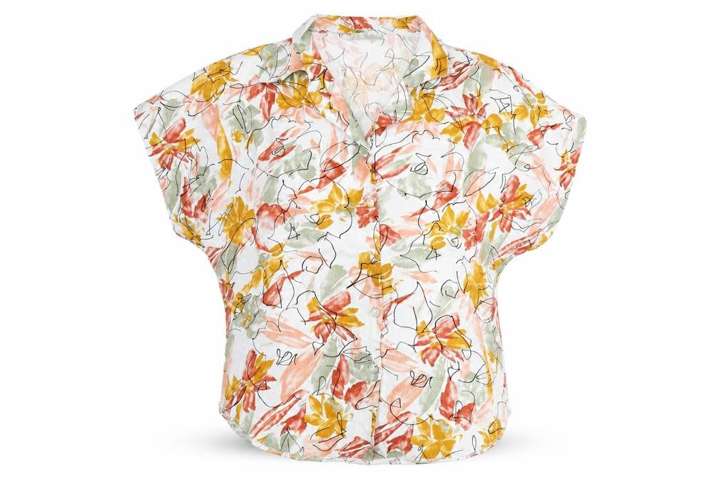 Classics Womens Multicoloured Geometric Viscose Basic Button-Up Size 18 Collared