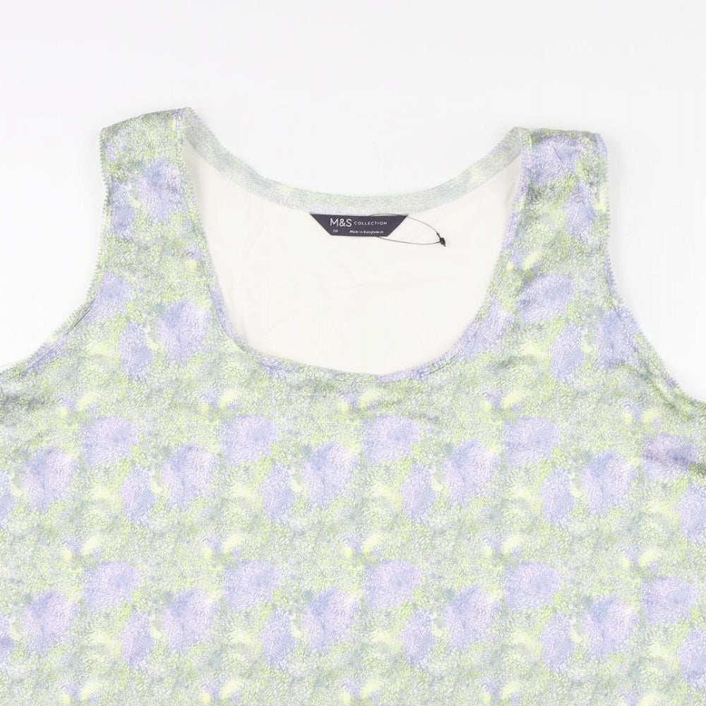 Marks and Spencer Womens Multicoloured Geometric Polyester Basic Tank Size 20 Round Neck