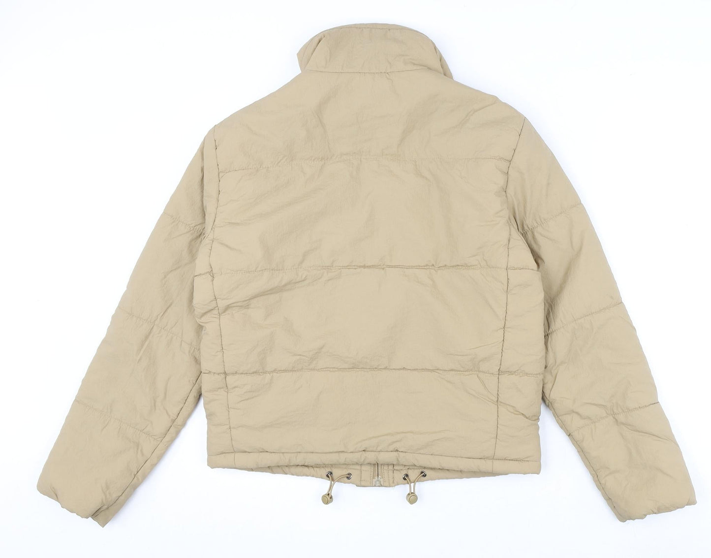 Stradivarius Womens Beige Puffer Jacket Coat Size S Zip