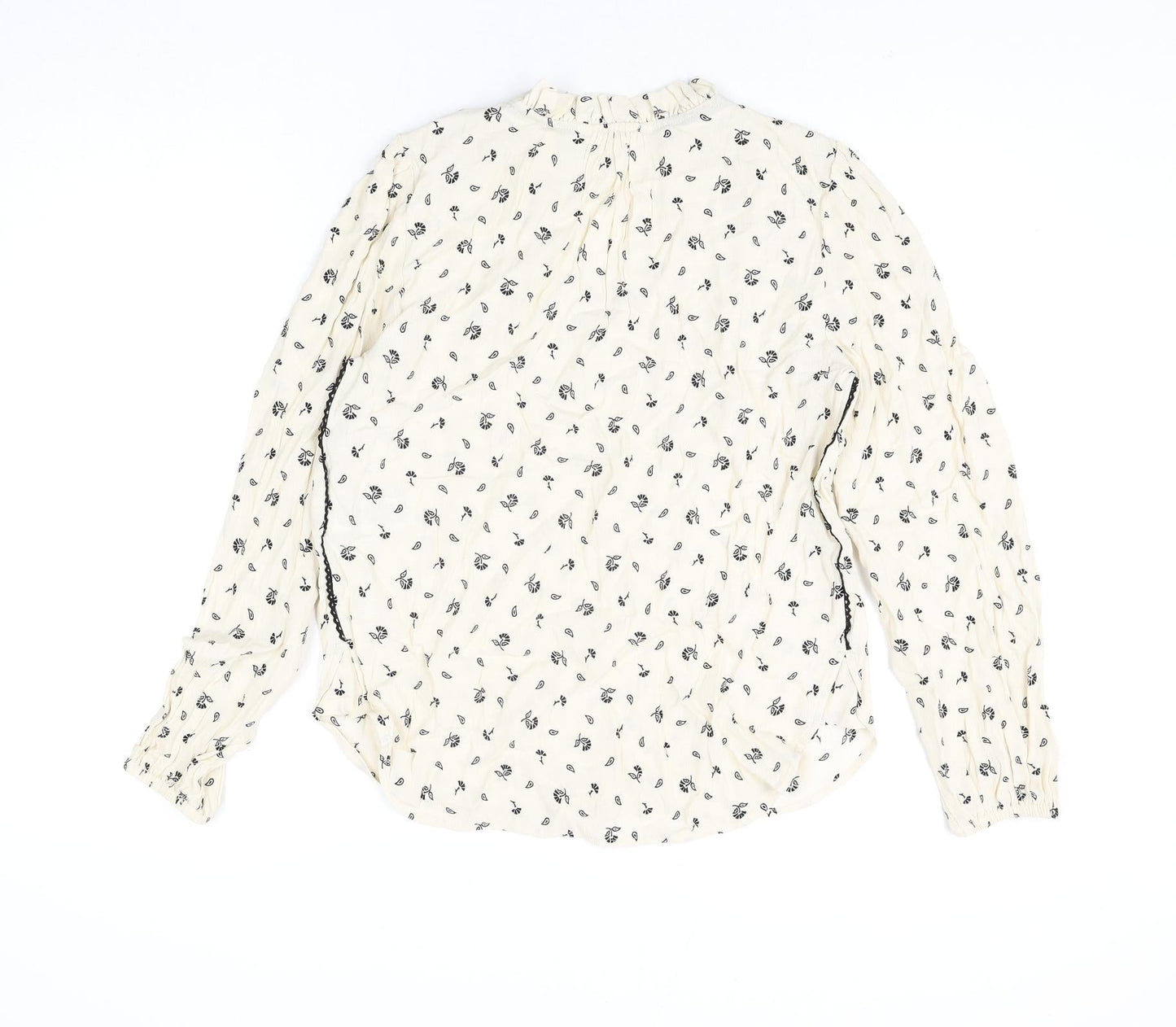 Per Una Womens Ivory Geometric Viscose Basic Blouse Size 8 V-Neck - Frill