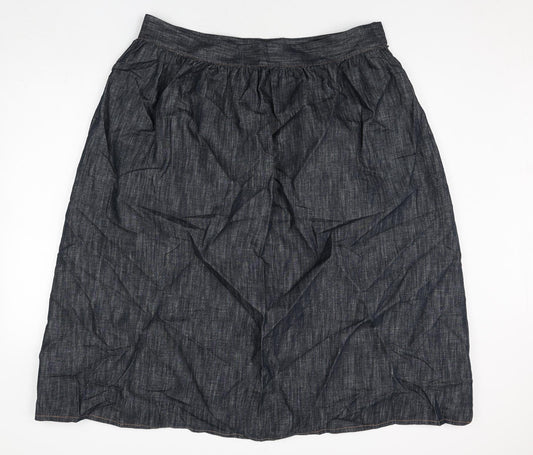 Marks and Spencer Womens Blue Cotton Peasant Skirt Size 20 Zip