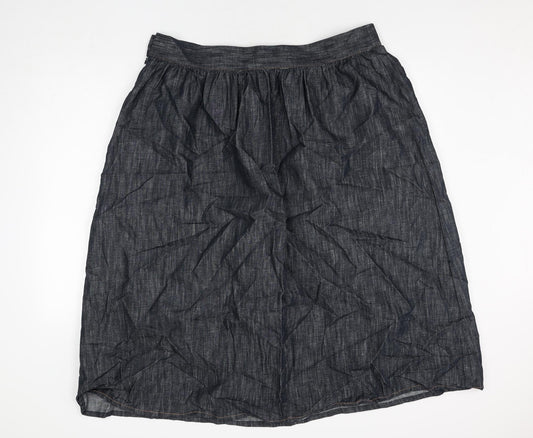 Marks and Spencer Womens Blue Cotton Peasant Skirt Size 20 Zip