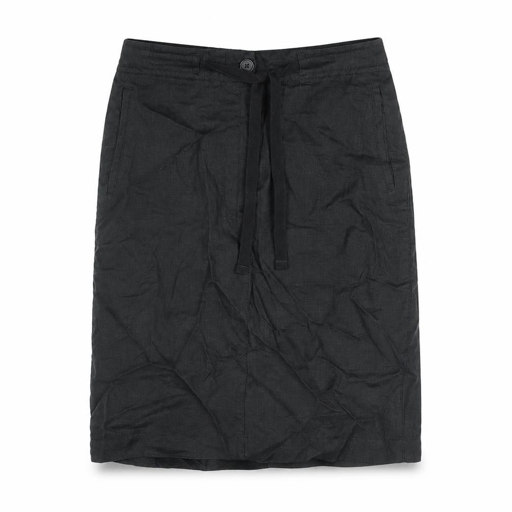 Marks and Spencer Womens Black Linen Straight & Pencil Skirt Size 30 in Zip - Drawstring Waist
