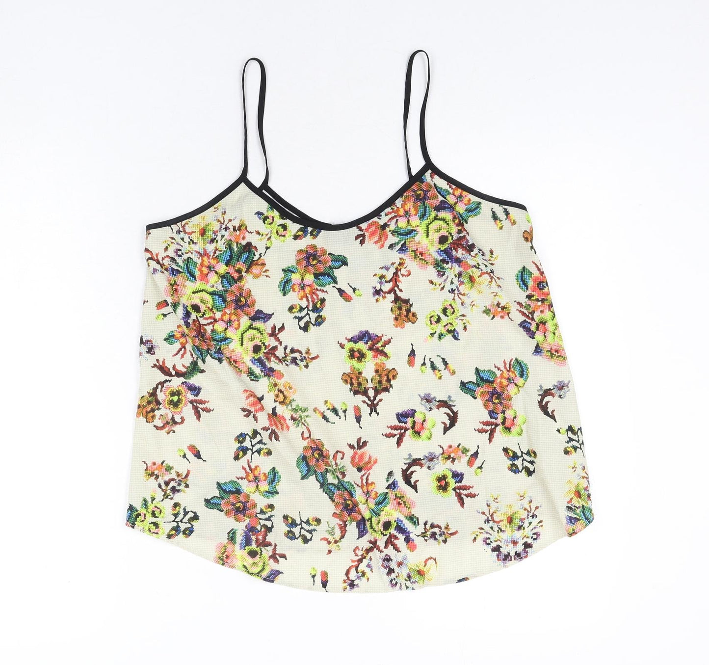 Topshop Womens Multicoloured Floral Polyester Camisole Blouse Size 10 Scoop Neck - Pixilated