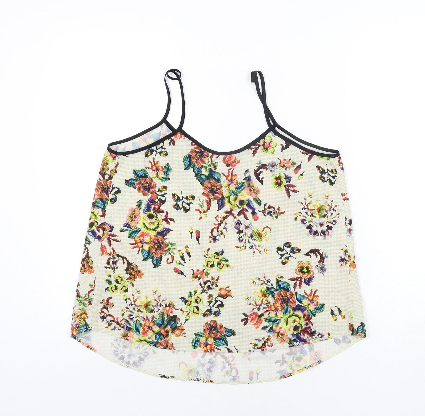 Topshop Womens Multicoloured Floral Polyester Camisole Blouse Size 10 Scoop Neck - Pixilated