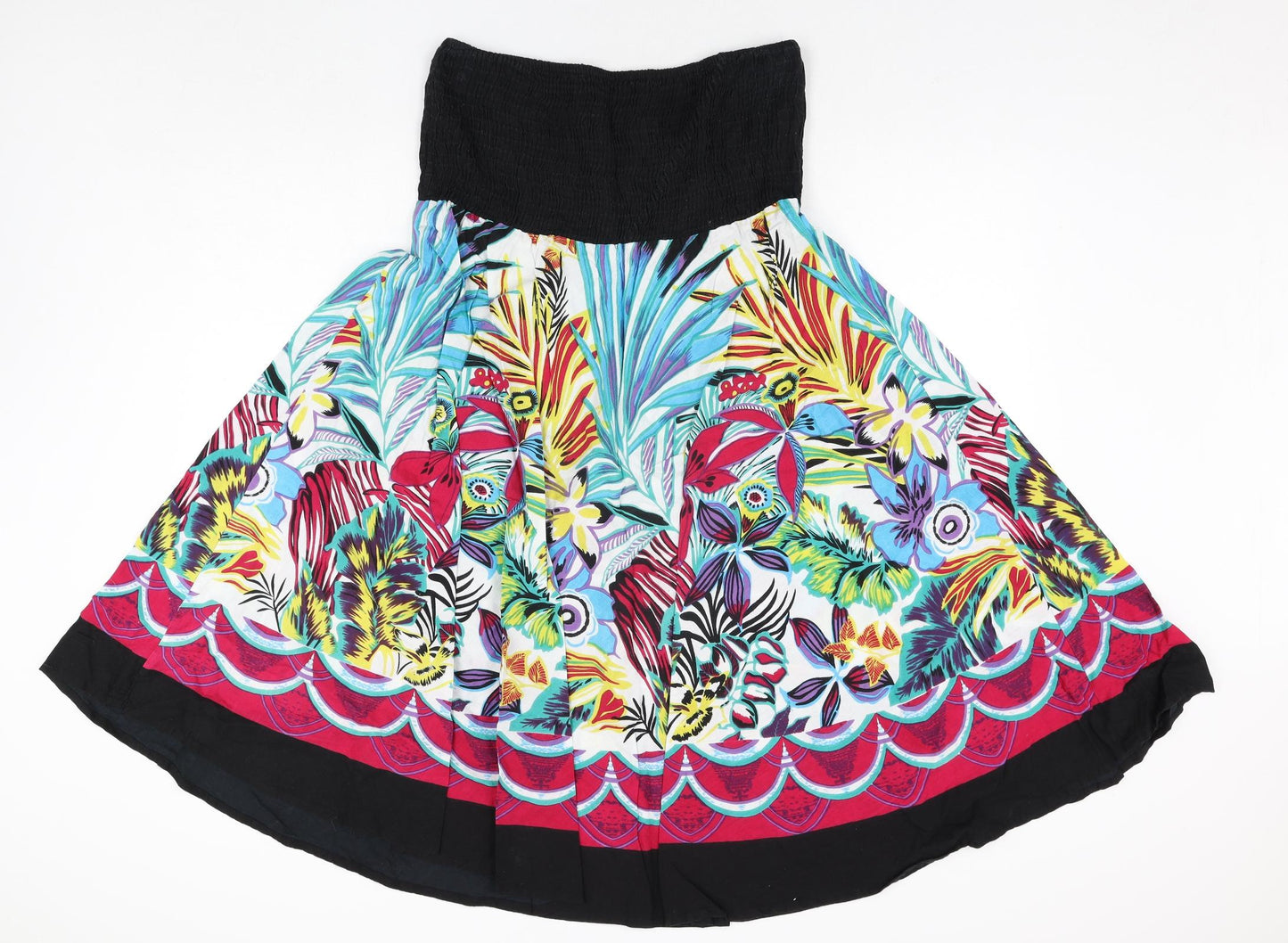 Pistachio Womens Multicoloured Cotton Fit & Flare Size L Square Neck Pullover - Floral Print