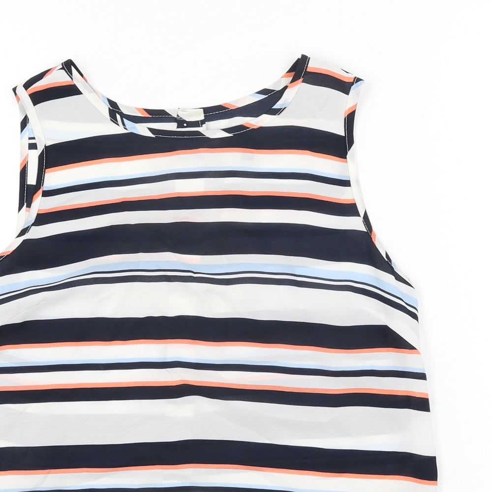 New Look Womens Multicoloured Striped Polyester Camisole Blouse Size 8 Round Neck