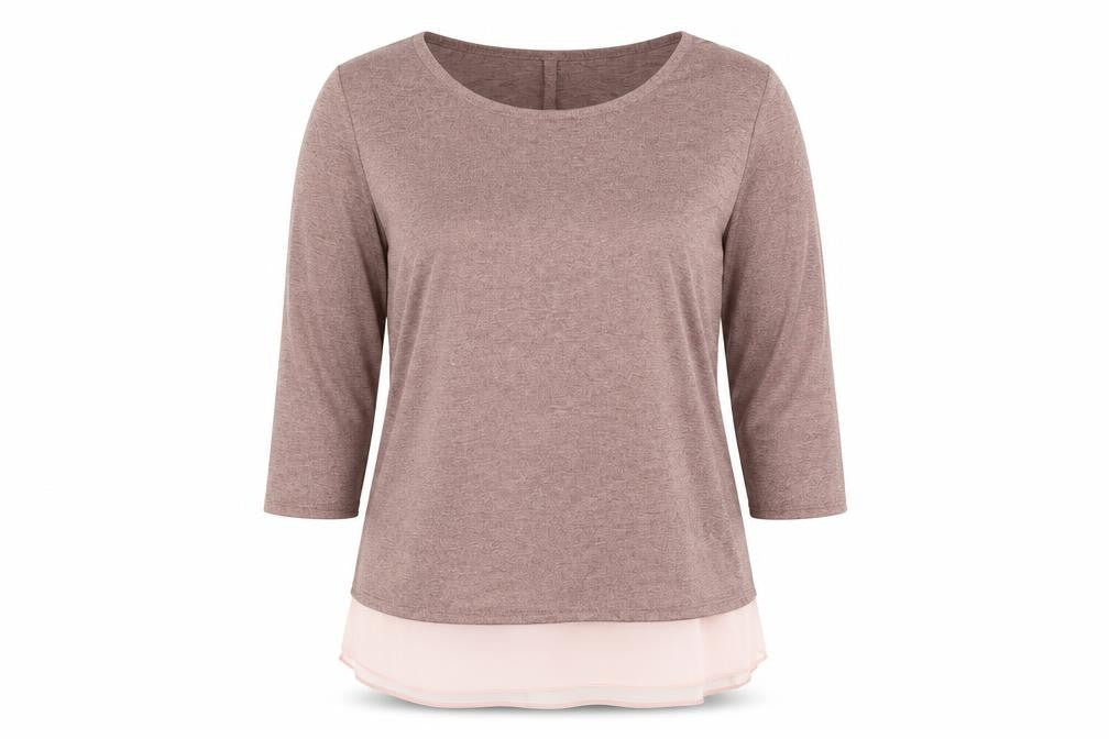 Arcadia Womens Pink Polyester Basic Blouse Size 14 Round Neck