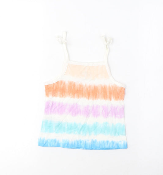 Marks and Spencer Girls Multicoloured Striped Cotton Camisole Tank Size 2-3 Years Square Neck Pullover