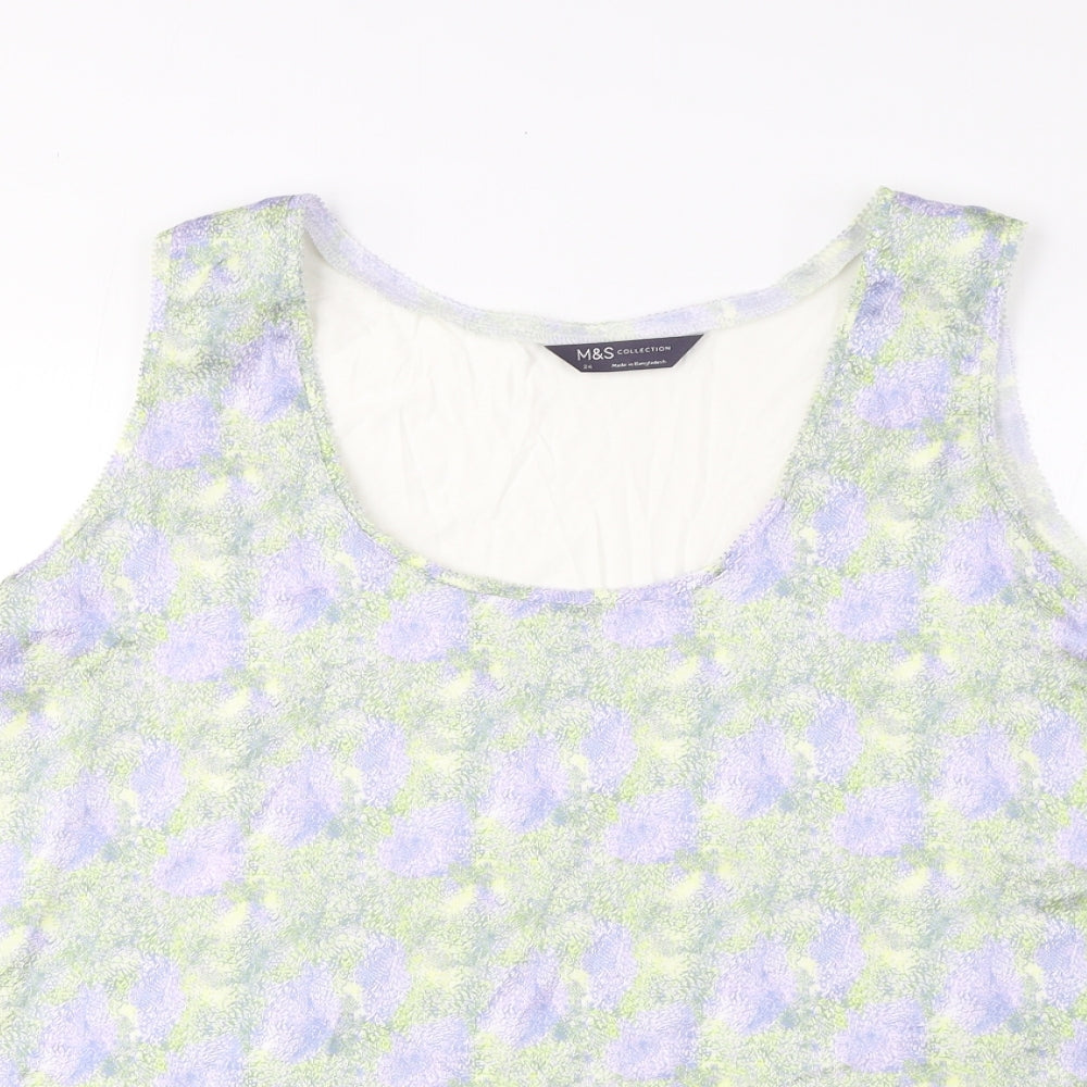 Marks and Spencer Womens Multicoloured Geometric Polyester Basic Tank Size 24 Scoop Neck