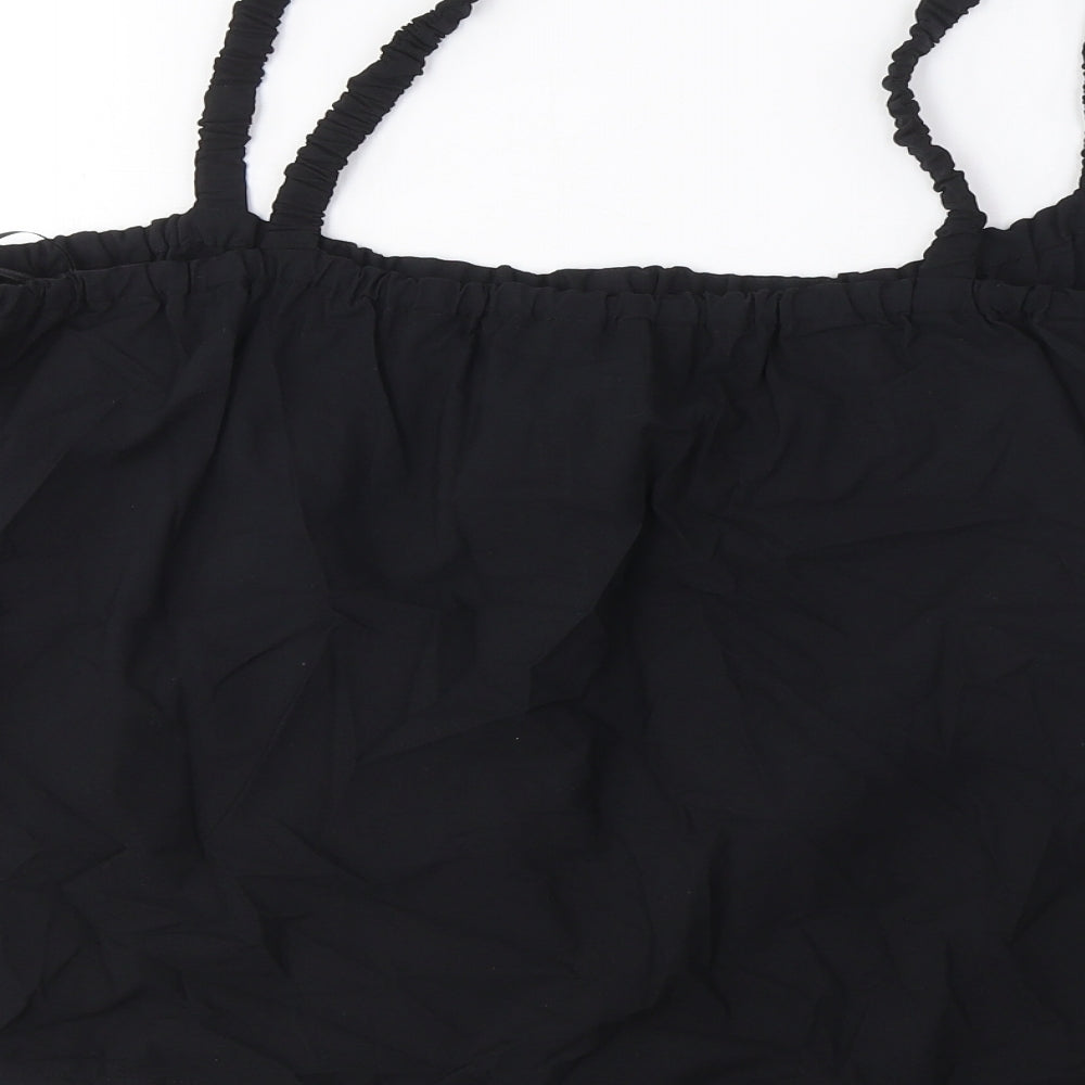 Marks and Spencer Womens Black Cotton Camisole Tank Size 20 Square Neck