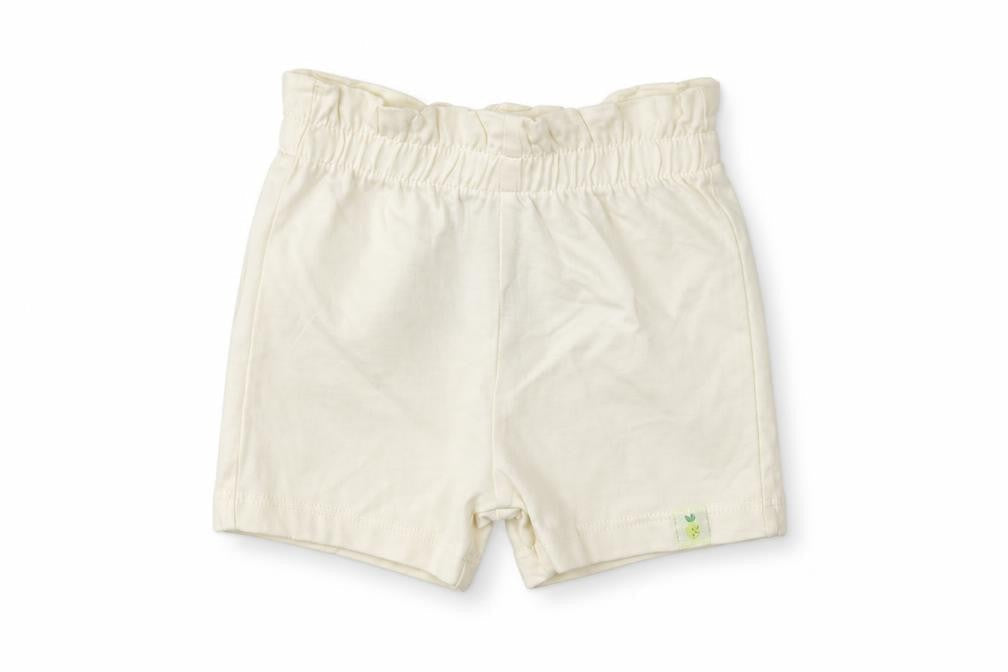 Front view of Marks & Spencer girls’ ivory cotton cropped trousers, size 3-6, months pullover - lemon