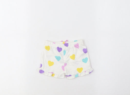 Marks and Spencer Girls Multicoloured Geometric Cotton Cropped Trousers Size 0-3 Months Pullover - Heart Pattern