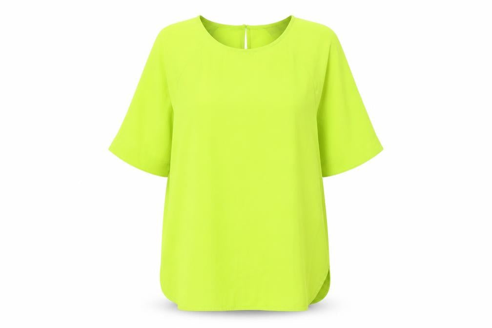 Marks and Spencer Womens Green Polyester Basic T-Shirt Size 6 Crew Neck