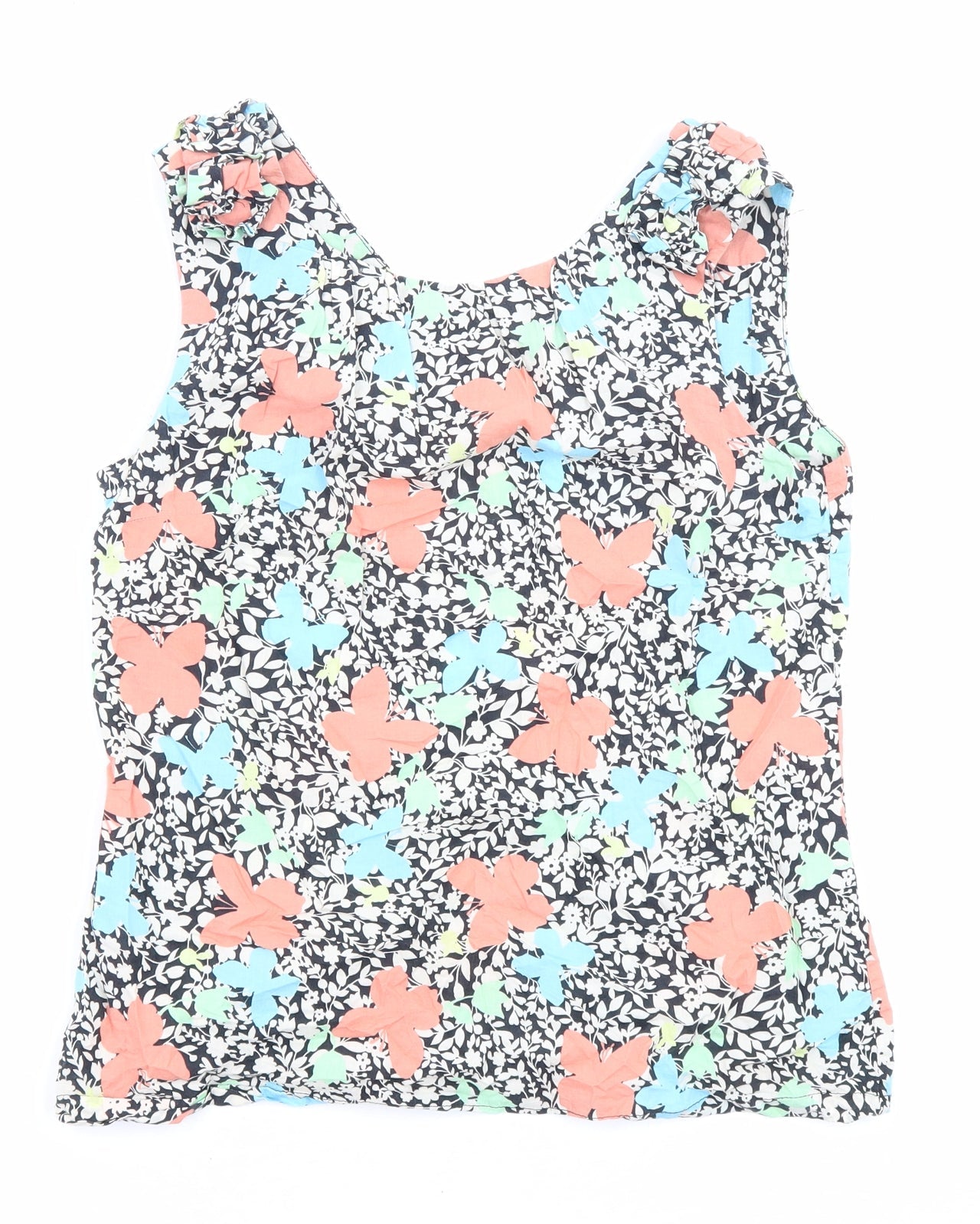 Dorothy Perkins Womens Multicoloured 100% Cotton Basic Tank Size 10 Boat Neck - Butterfly