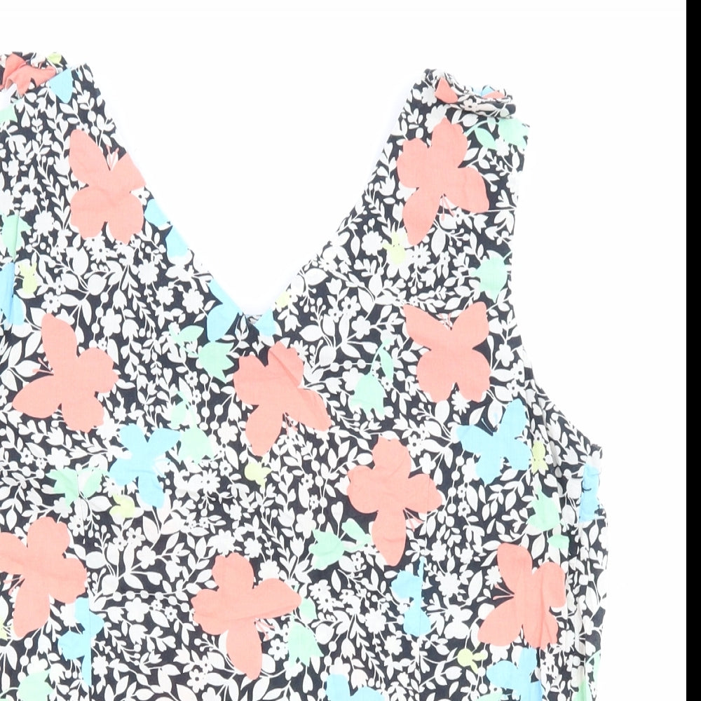 Dorothy Perkins Womens Multicoloured 100% Cotton Basic Tank Size 10 Boat Neck - Butterfly
