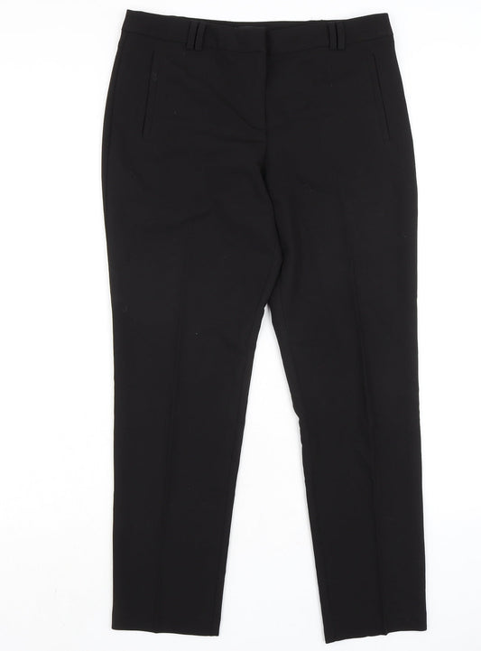 Topshop Womens Black Polyester Trousers Size 12 L28 in Regular Zip - Classic