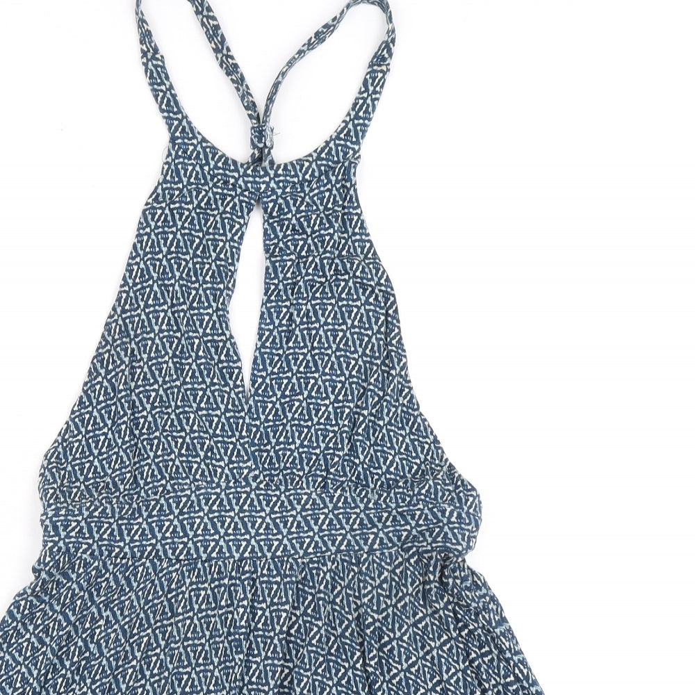 Ecote Womens Blue Viscose Playsuit One-Piece Size M - Open Back