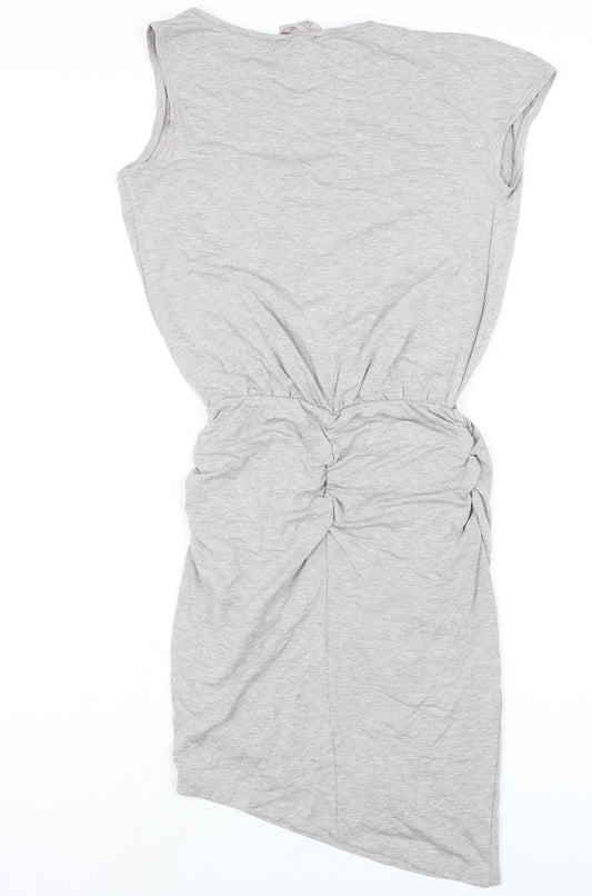 Lable Lab Womens Grey Viscose Pencil Dress Size 6 Round Neck - Elasticated Waist