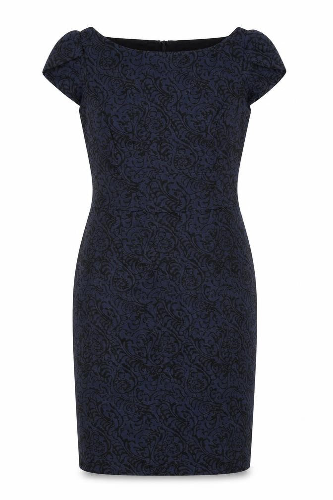 Per Una Womens Blue Acrylic Pencil Dress Size 12 Collared Zip