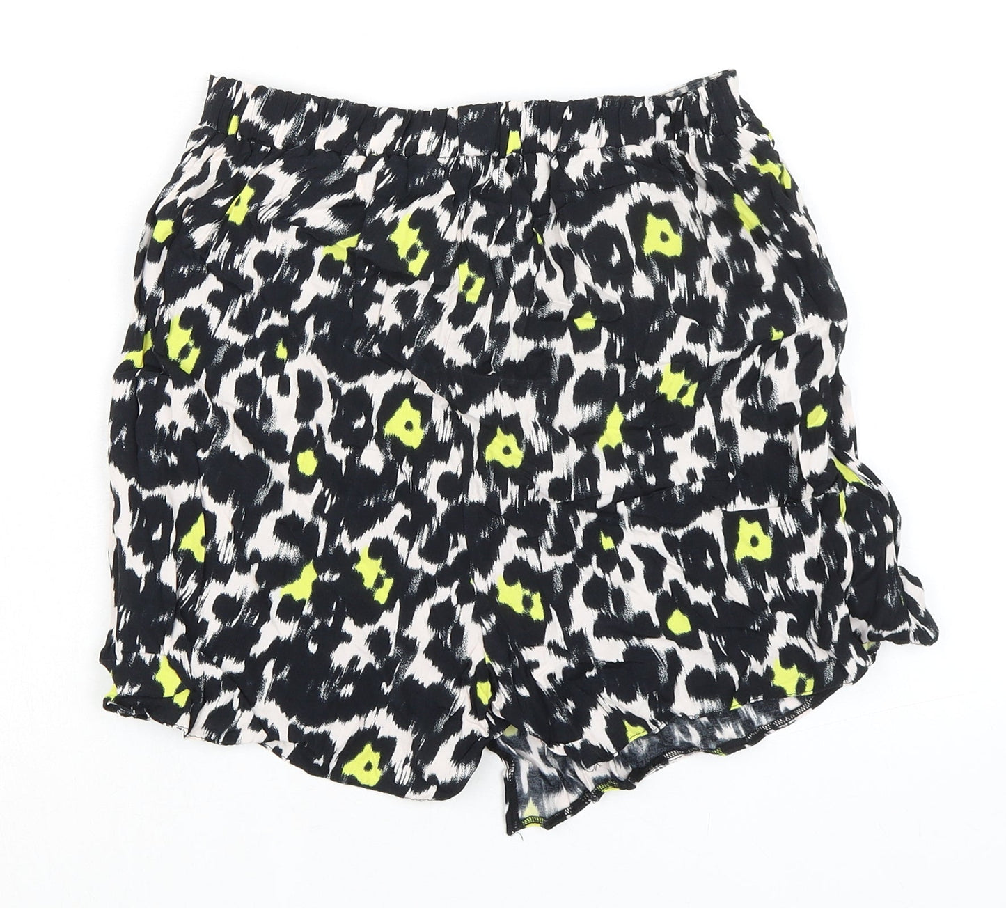 Dorothy Perkins Womens Black Animal Print Viscose Skort Skirt Size 10 - Wrap Around Effect