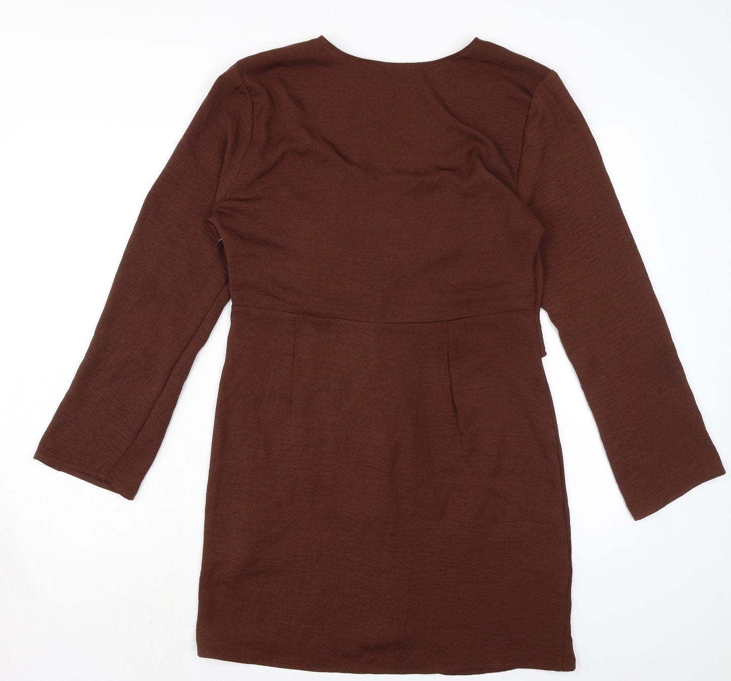 Topshop Womens Brown Polyester Pencil Dress Size 14 V-Neck Zip